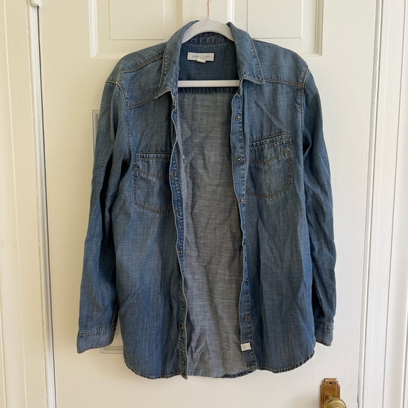 Treasure and bond Jean jacket snap up long sleeve cardigan tencel women’s Small - Picture 1 of 8
